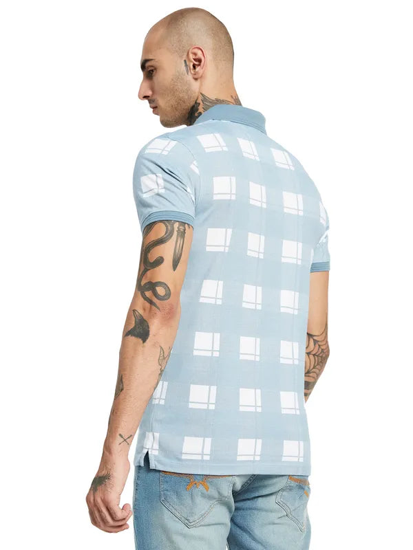Octave Checked Polo Collar Cotton T-Shirt