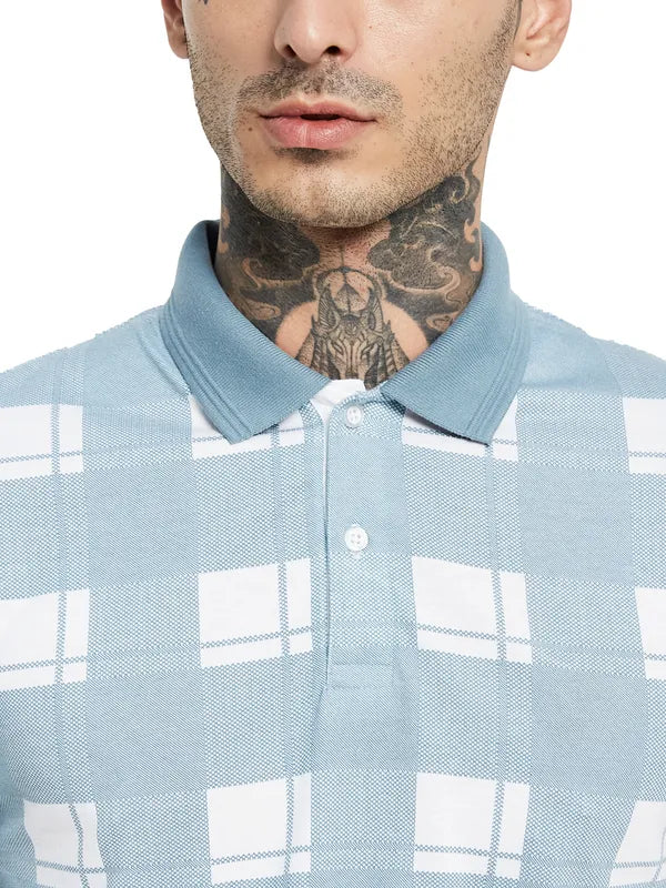 Octave Checked Polo Collar Cotton T-Shirt