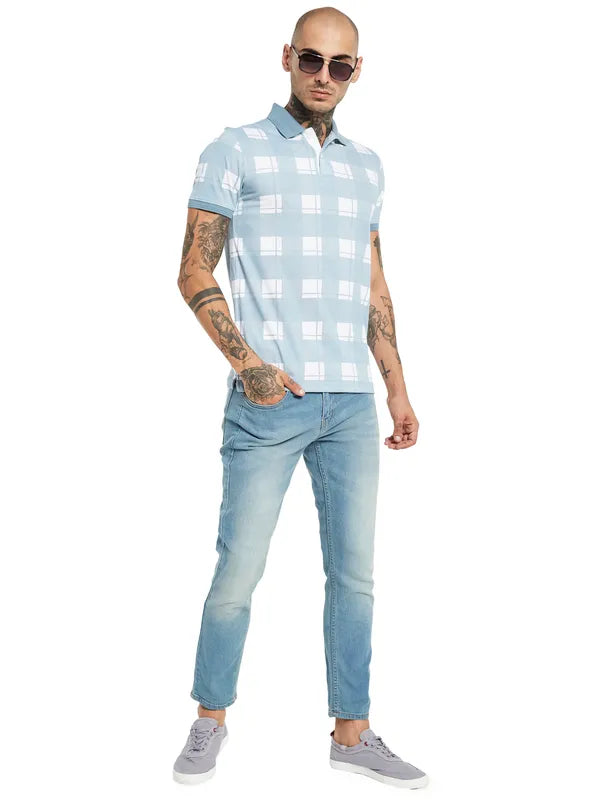 Octave Checked Polo Collar Cotton T-Shirt