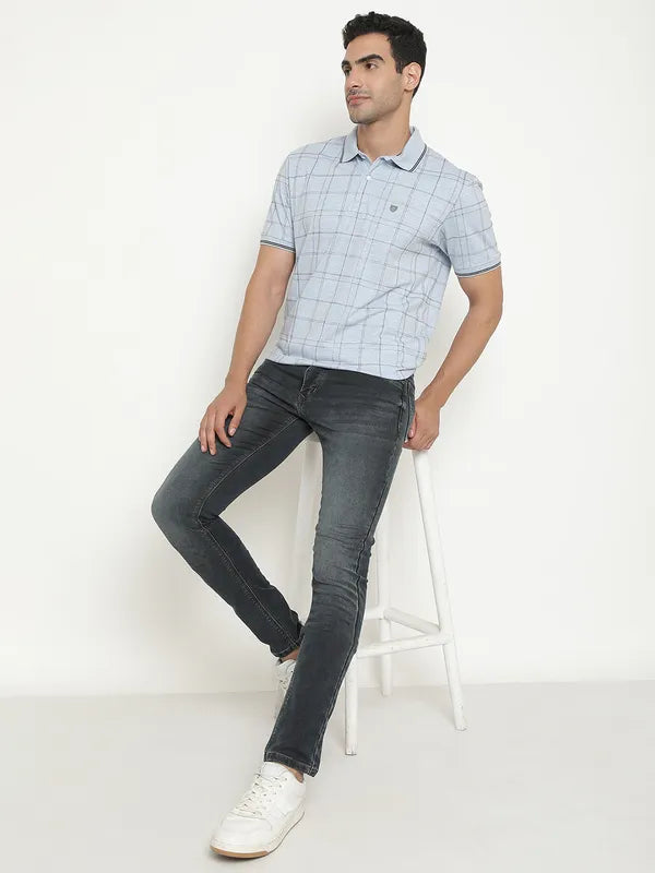 Octave Checked Polo Collar Short Sleeves Cotton T-Shirt