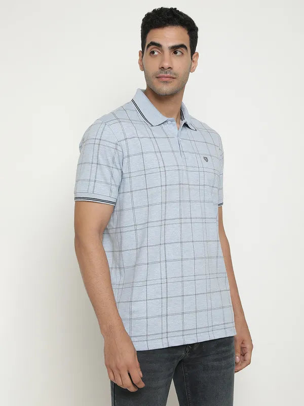 Octave Checked Polo Collar Short Sleeves Cotton T-Shirt