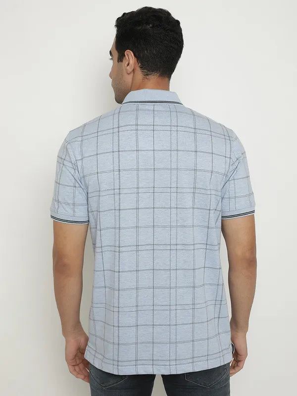 Octave Checked Polo Collar Short Sleeves Cotton T-Shirt
