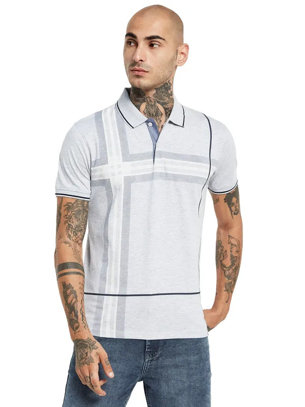 Octave Striped Polo Collar Cotton T-Shirt