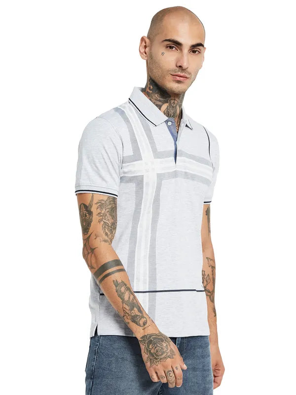Octave Striped Polo Collar Cotton T-Shirt