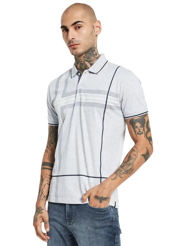 Octave Striped Polo Collar Cotton T-Shirt
