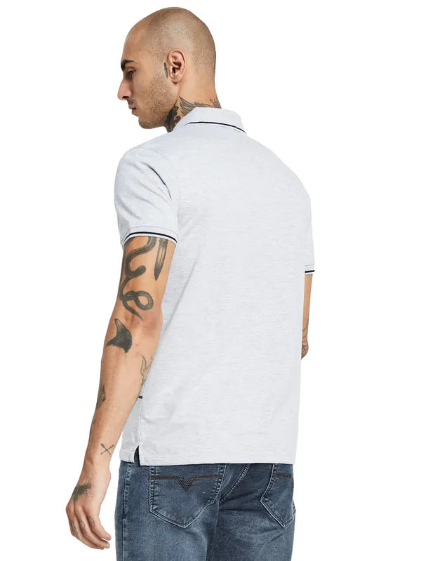 Octave Striped Polo Collar Cotton T-Shirt