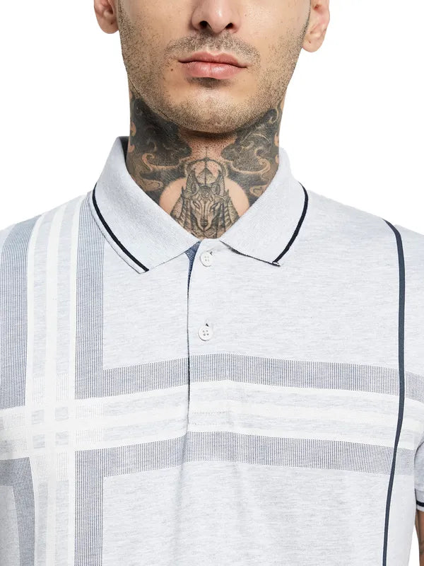 Octave Striped Polo Collar Cotton T-Shirt