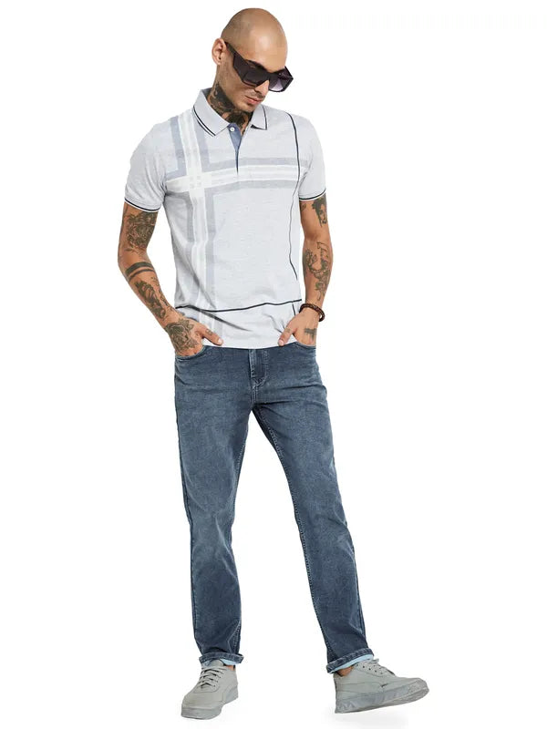 Octave Striped Polo Collar Cotton T-Shirt