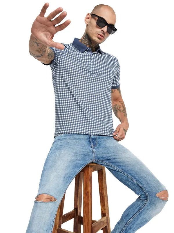 Octave Checked Polo Collar Cotton T-Shirt