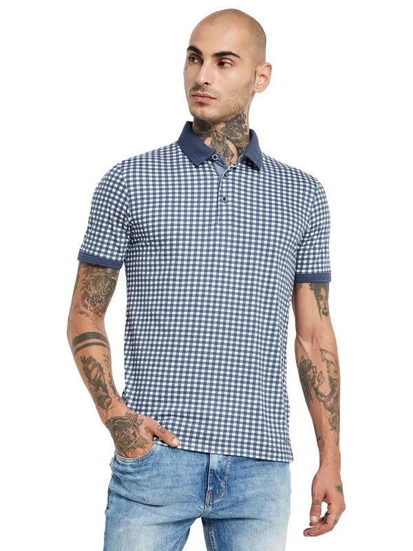 Octave Checked Polo Collar Cotton T-Shirt