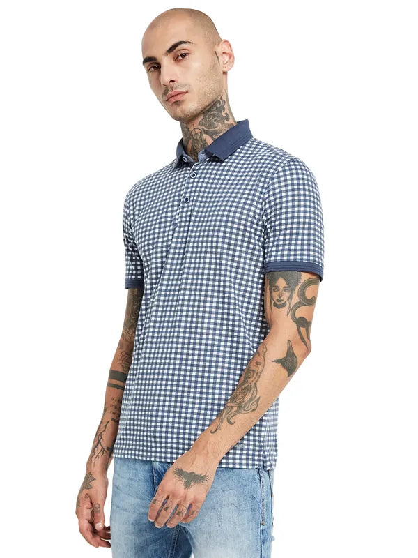 Octave Checked Polo Collar Cotton T-Shirt
