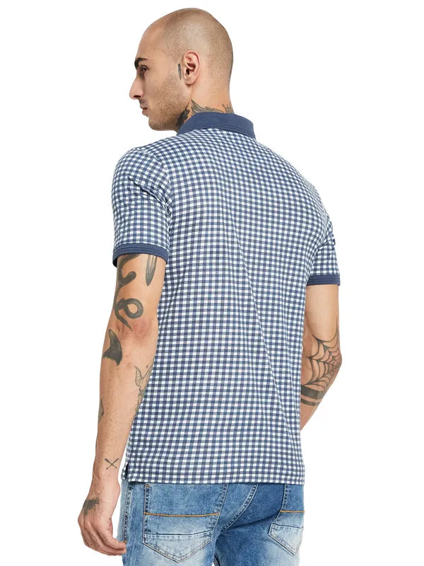 Octave Checked Polo Collar Cotton T-Shirt