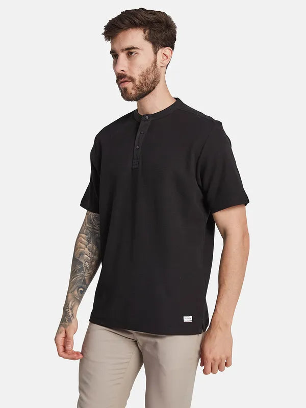 Octave Henley Neck Round Neck Cotton T-Shirt