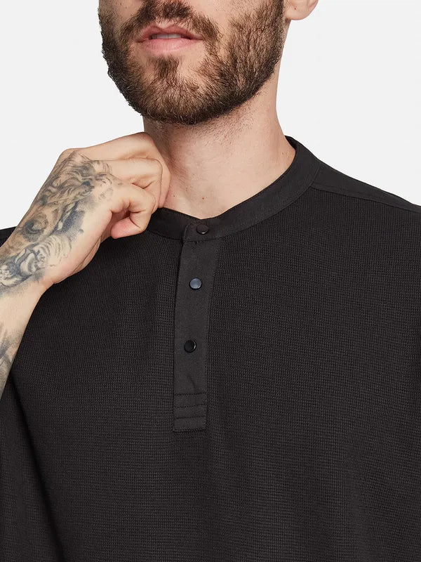 Octave Henley Neck Round Neck Cotton T-Shirt