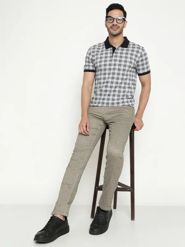 Octave Checked Polo Collar Cotton T-Shirt