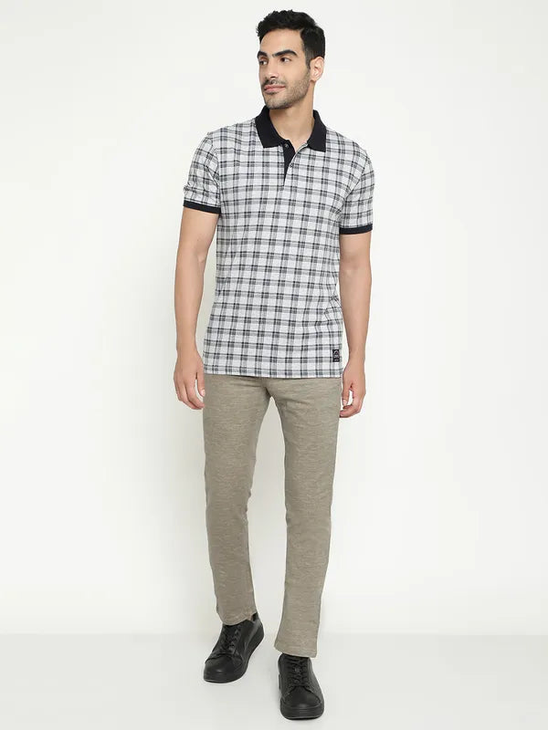 Octave Checked Polo Collar Cotton T-Shirt