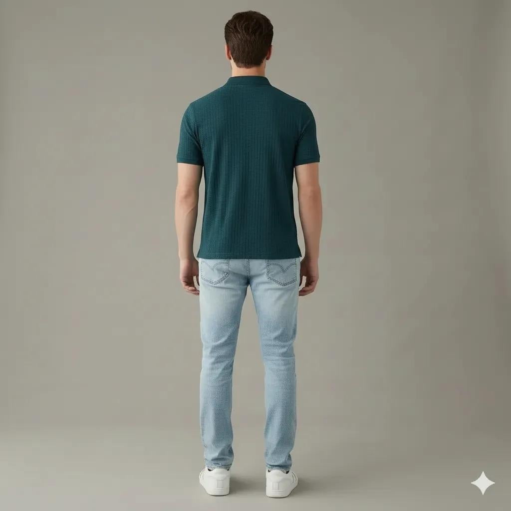 Men Polo Collar Solid T-shirt