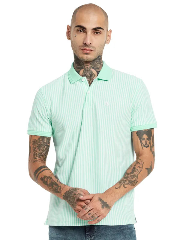 Octave Striped Polo Collar Cotton T-Shirt