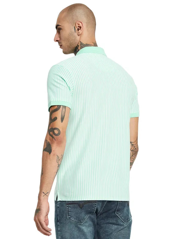 Octave Striped Polo Collar Cotton T-Shirt