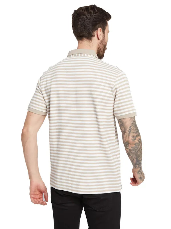 Octave Striped Polo Collar Cotton T-Shirt