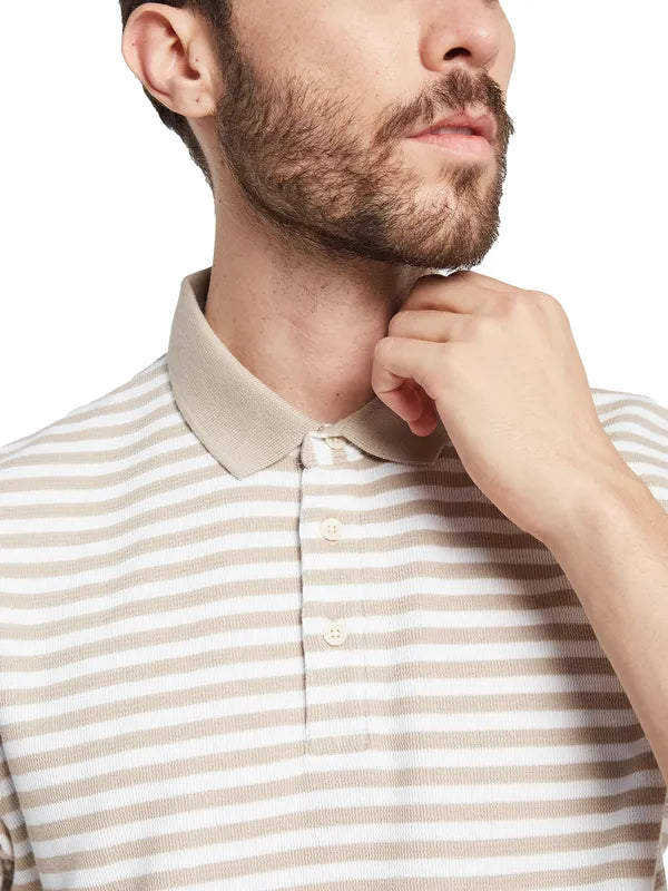 Octave Striped Polo Collar Cotton T-Shirt