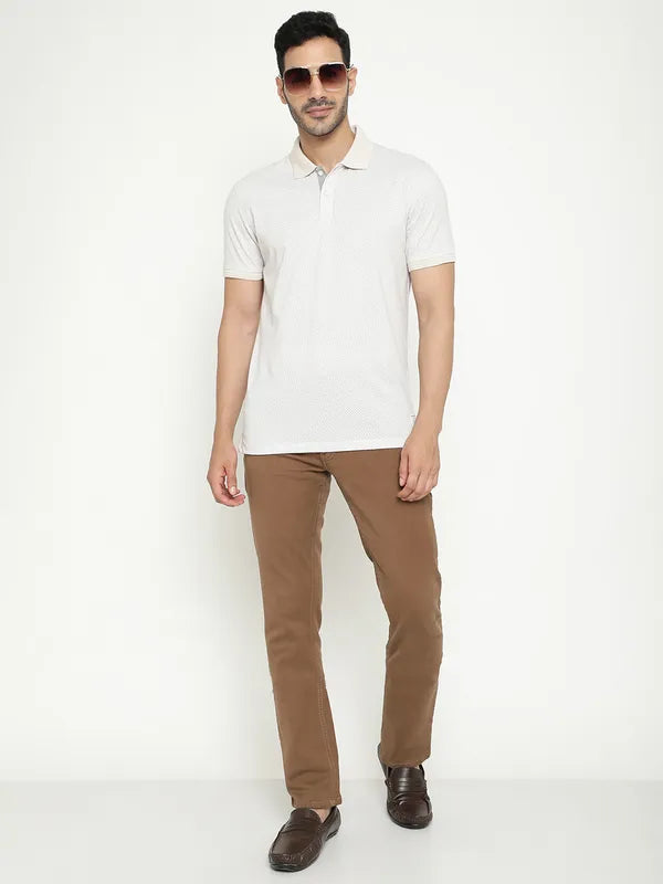 Octave Geometric Printed Polo Collar Short Sleeves Cotton T-Shirt