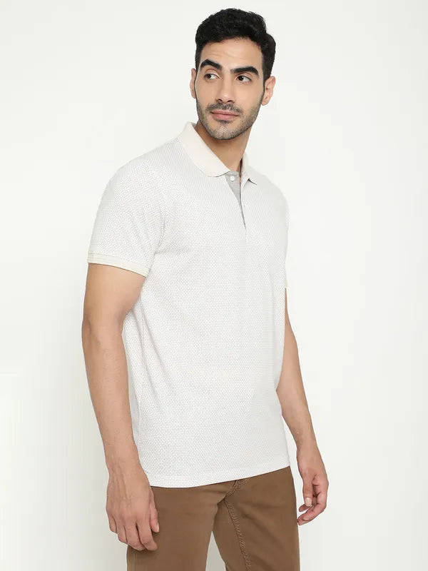 Octave Geometric Printed Polo Collar Short Sleeves Cotton T-Shirt