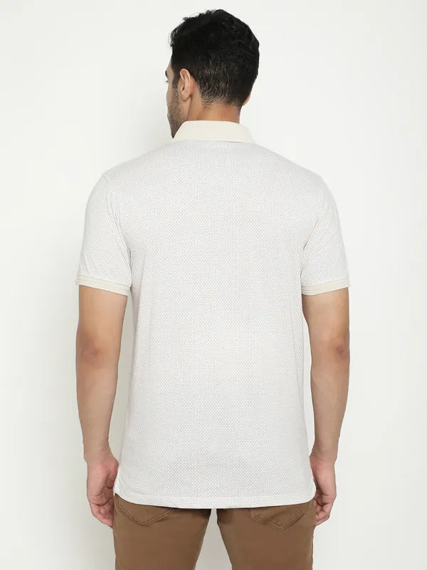 Octave Geometric Printed Polo Collar Short Sleeves Cotton T-Shirt