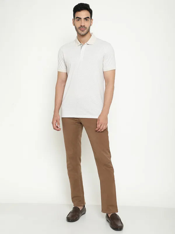 Octave Geometric Printed Polo Collar Short Sleeves Cotton T-Shirt