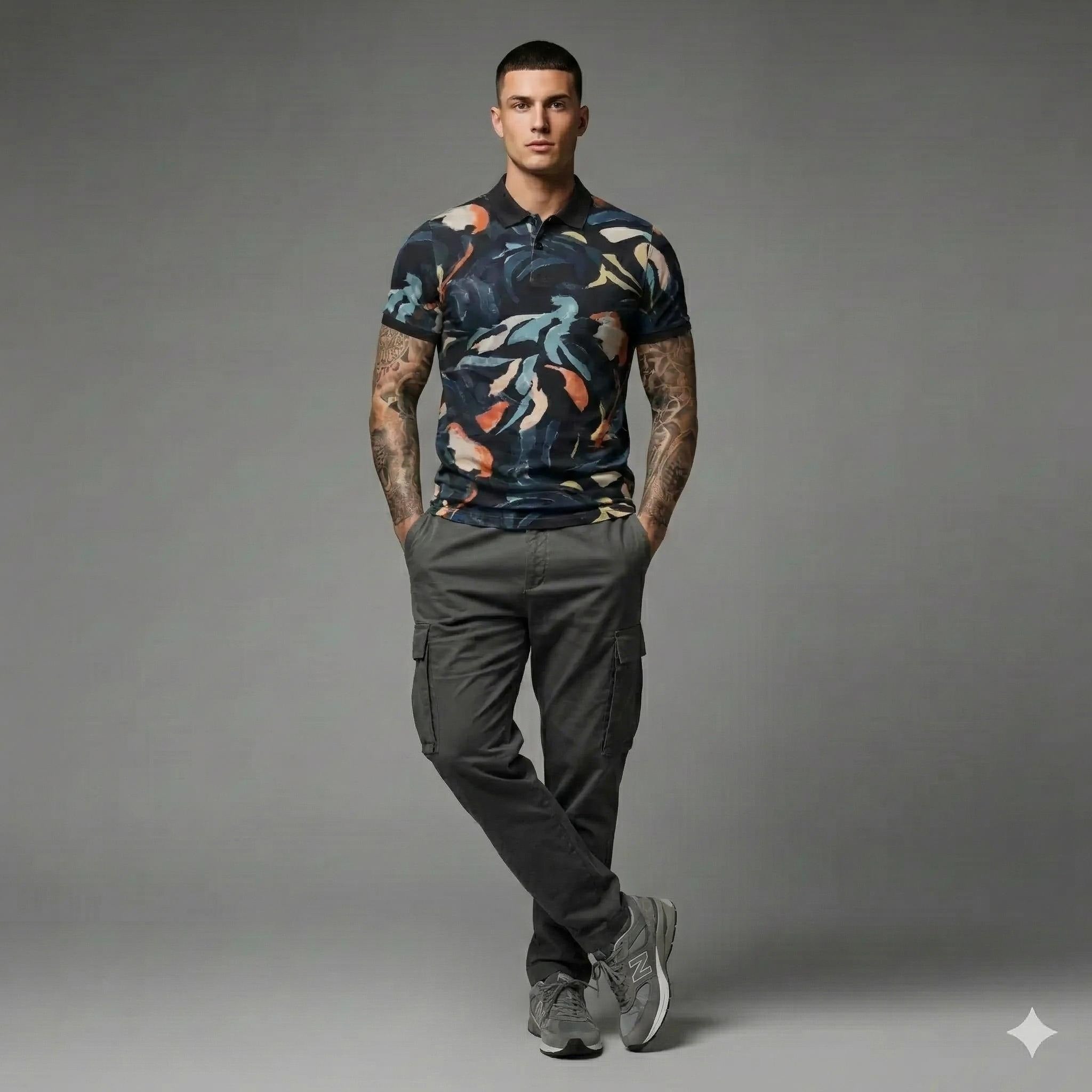 Men Printed Polo Collar T-shirt