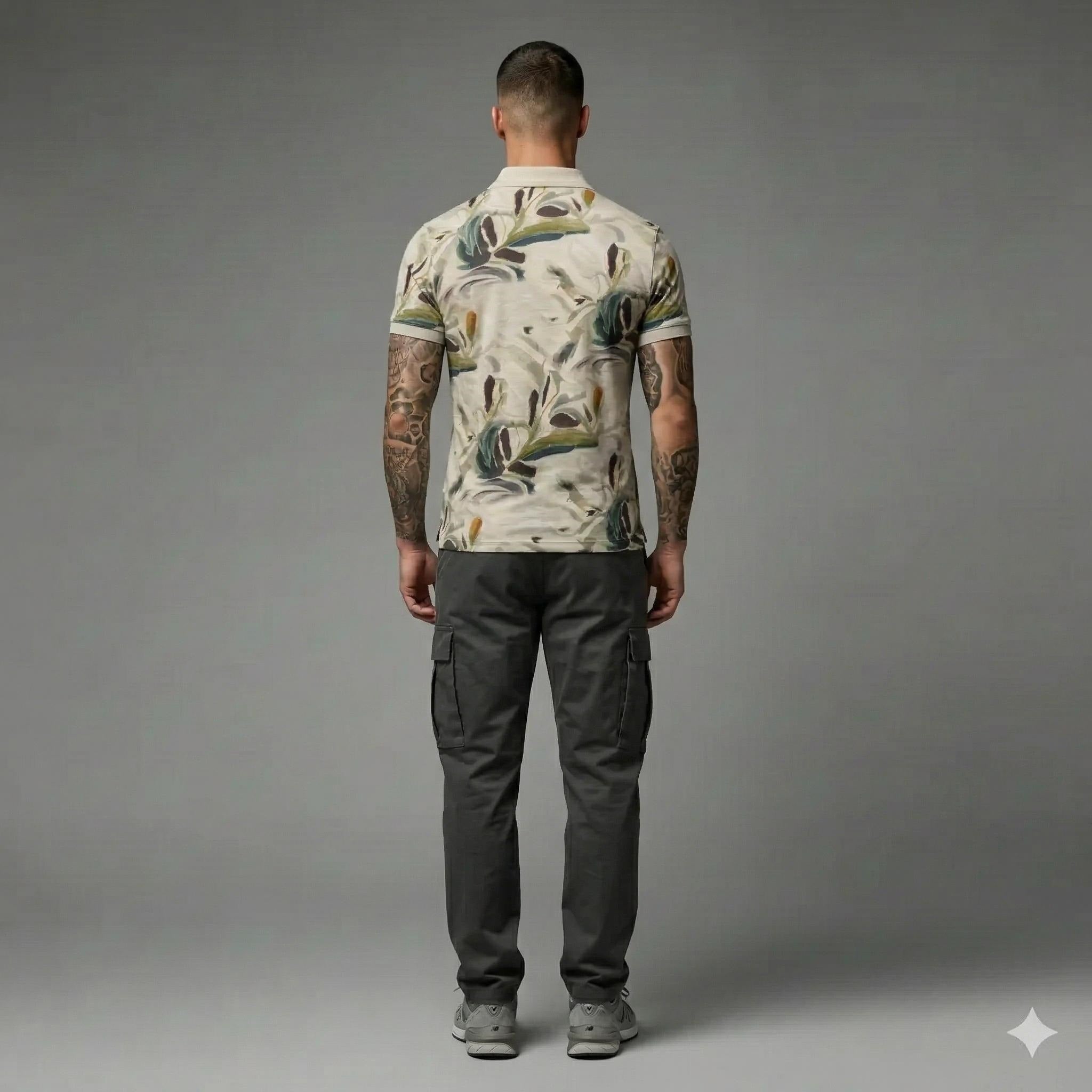 Men Floral Printed Polo Collar Tropical T-shirt