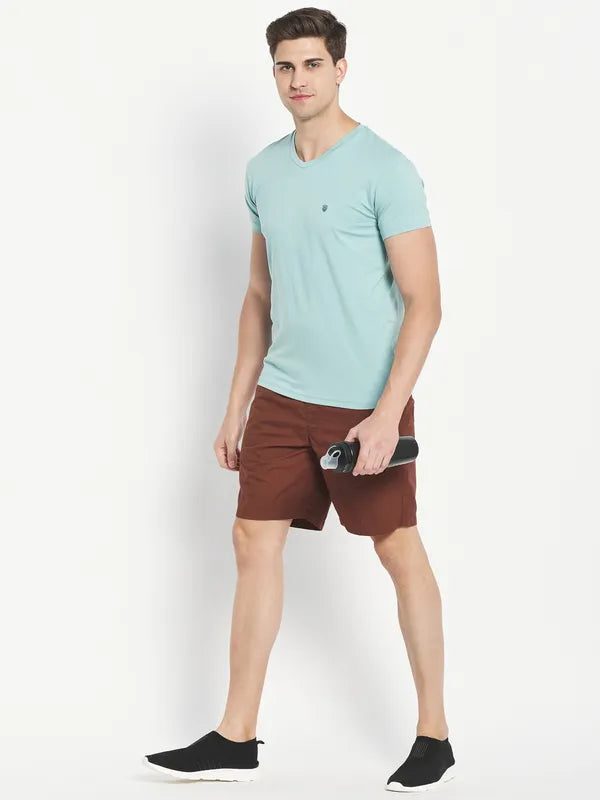 Octave Men Blue V-Neck Applique T-Shirt