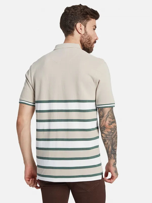 Octave Striped Polo Collar Cotton T-Shirt