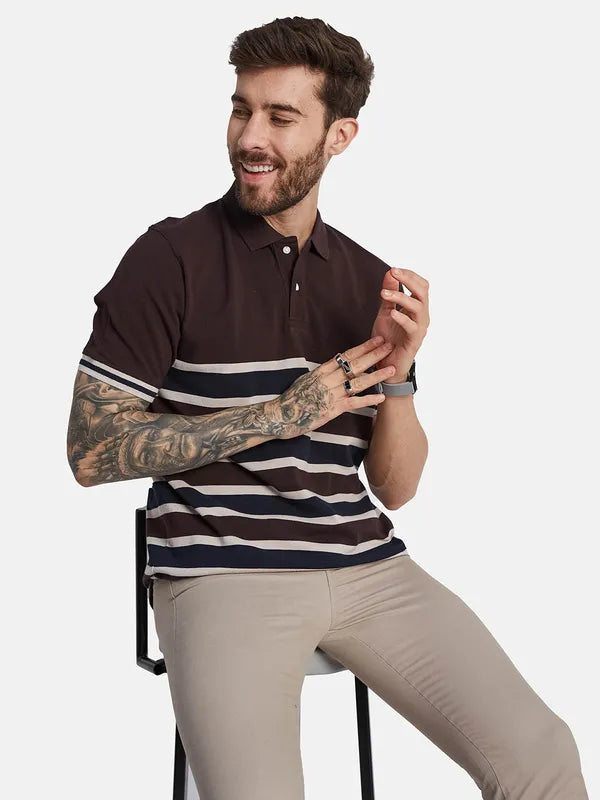 Octave Striped Polo Collar T-Shirt