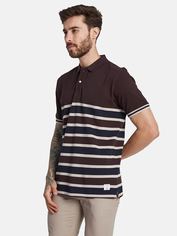 Octave Striped Polo Collar T-Shirt