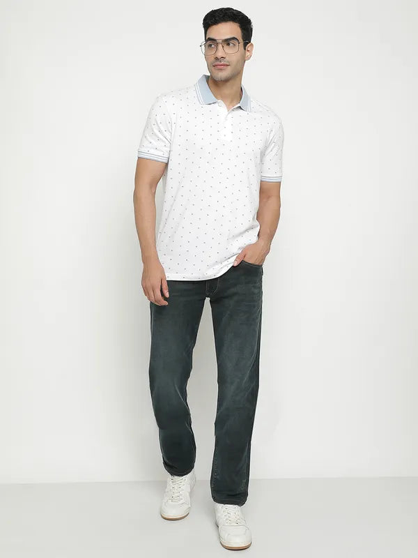 Octave Geometric Printed Polo Collar Cotton Casual T-Shirt