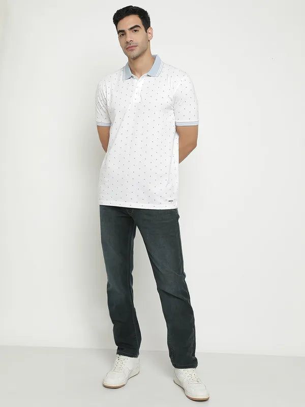 Octave Geometric Printed Polo Collar Cotton Casual T-Shirt
