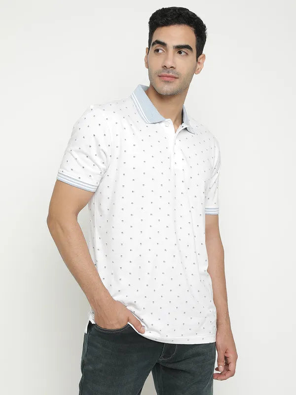Octave Geometric Printed Polo Collar Cotton Casual T-Shirt