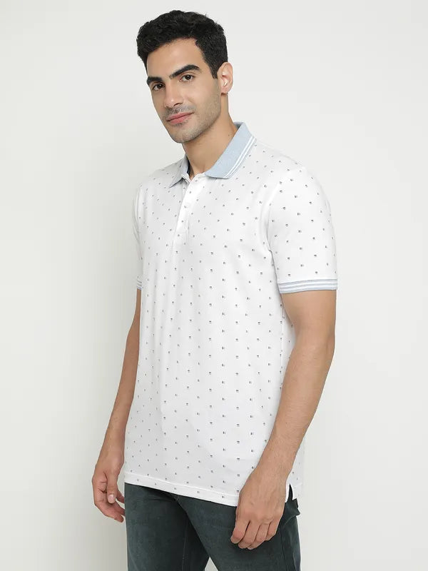 Octave Geometric Printed Polo Collar Cotton Casual T-Shirt