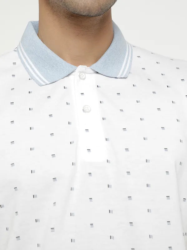 Octave Geometric Printed Polo Collar Cotton Casual T-Shirt