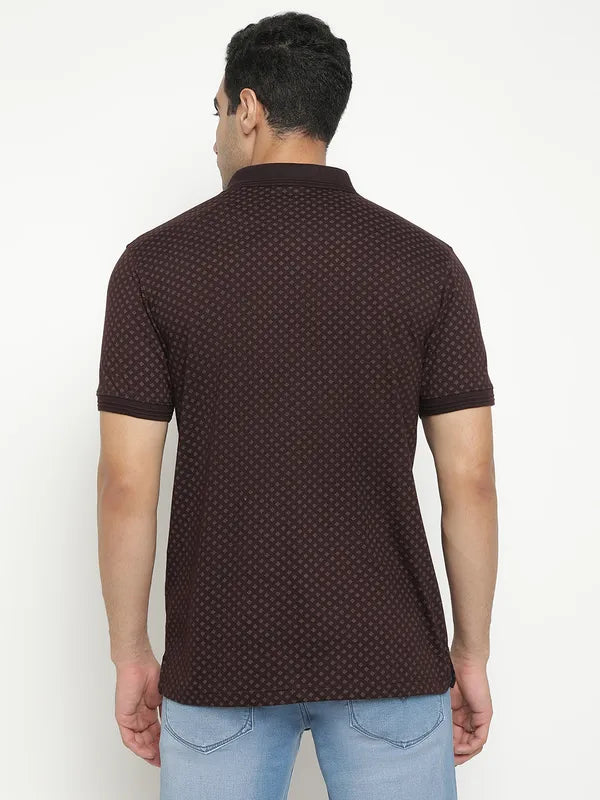 Octave Geometric Printed Polo Collar Short Sleeves Cotton T-Shirt