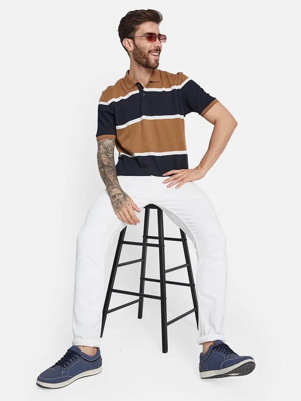 Octave Colorblocked Polo Collar Cotton T-Shirt