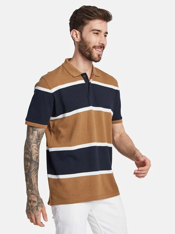 Octave Colorblocked Polo Collar Cotton T-Shirt