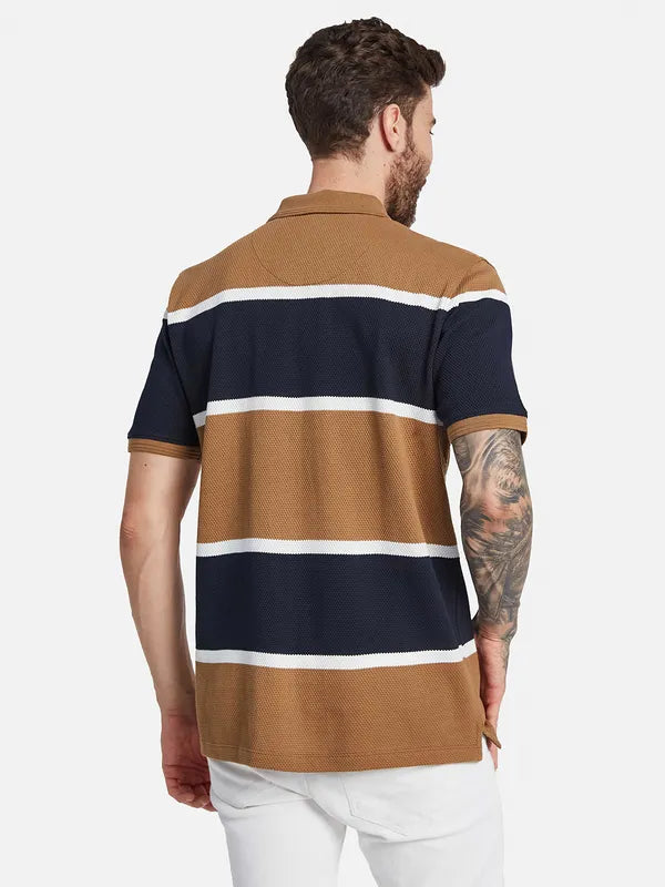 Octave Colorblocked Polo Collar Cotton T-Shirt