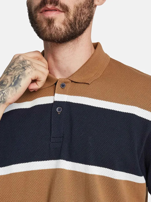 Octave Colorblocked Polo Collar Cotton T-Shirt