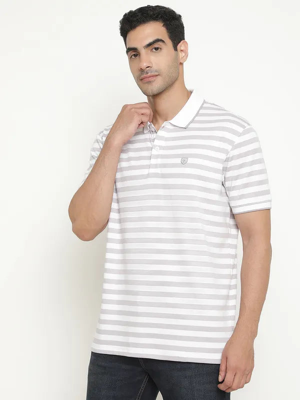 Octave Striped Polo Collar Cotton T-Shirt