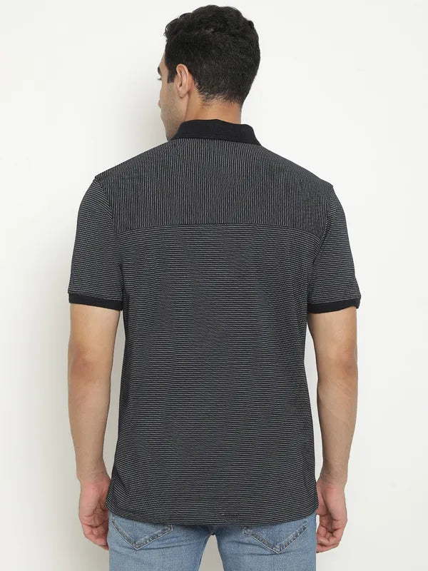 Octave Striped Polo Collar Short Sleeves Cotton T-Shirt