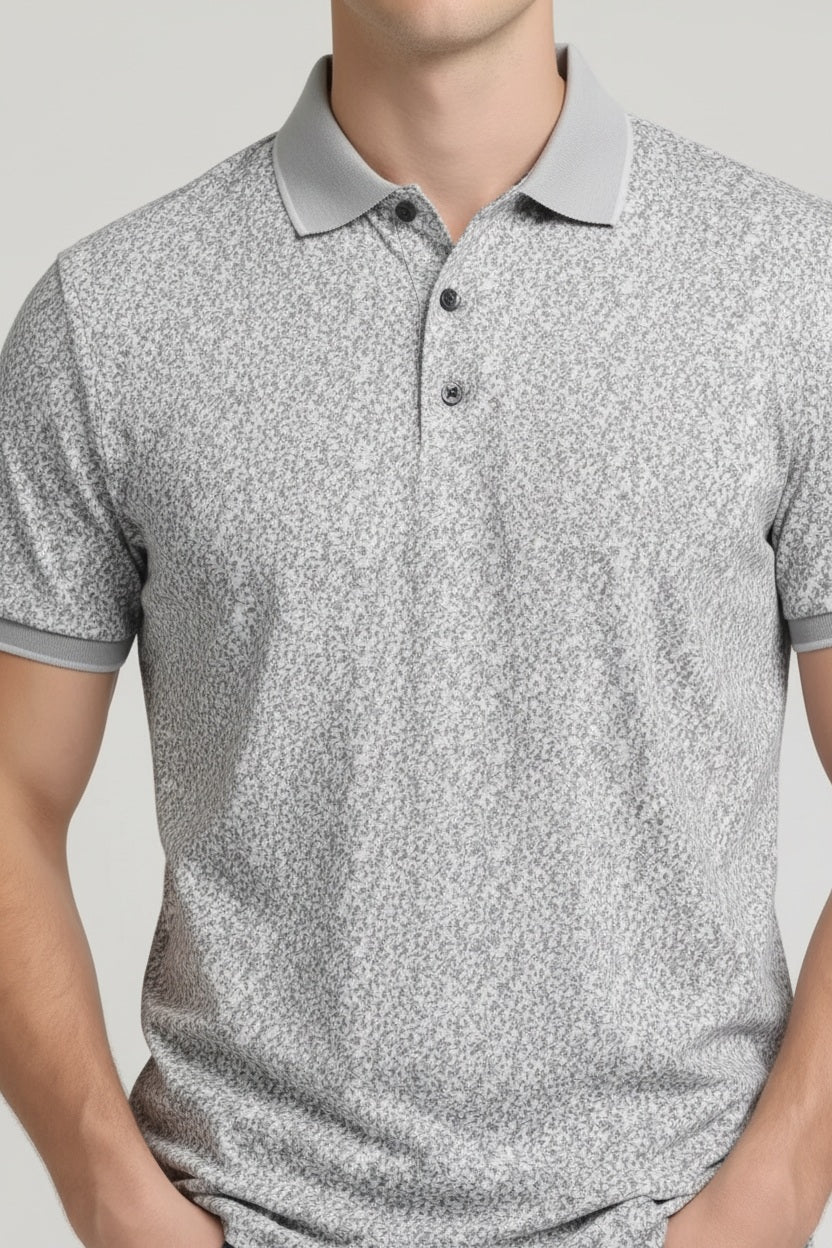 Men Printed Polo Collar T-shirt