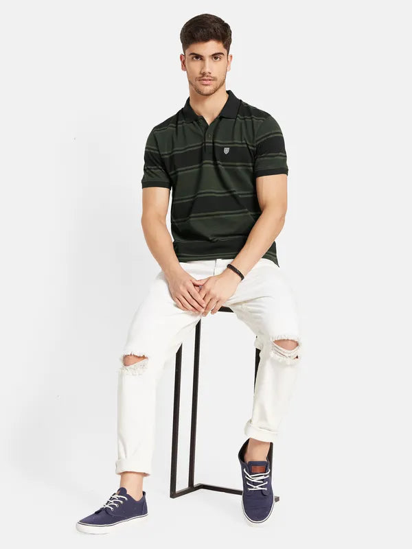 Stripes Print Polo T-Shirt