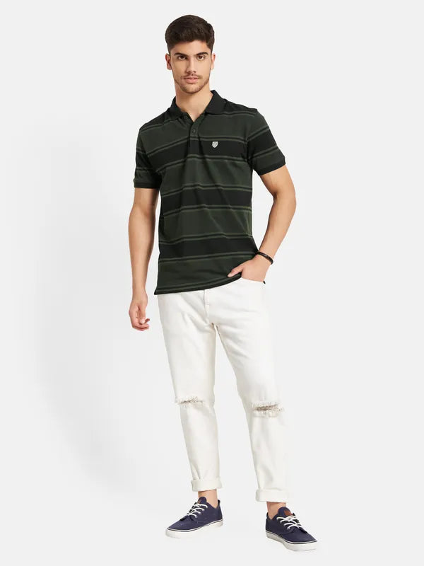 Stripes Print Polo T-Shirt